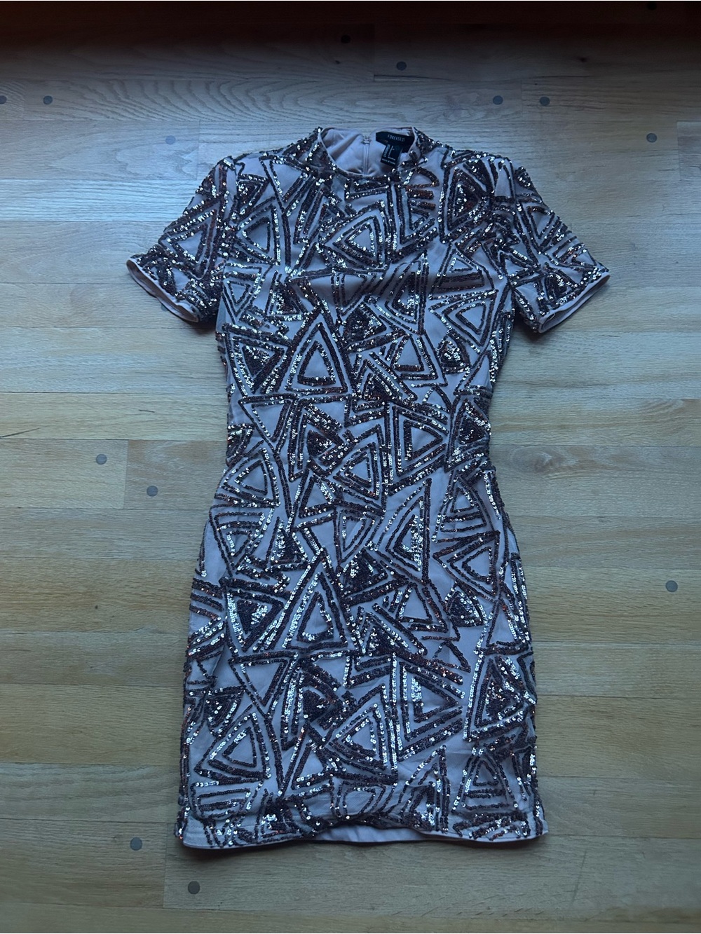Forever 21 Rose Gold Sequin Geometric Mini Dress